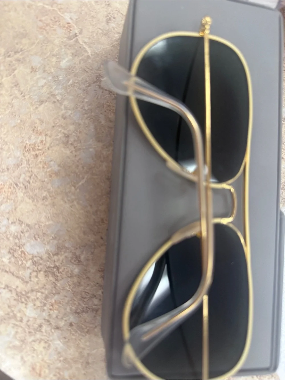 Ray-Ban Men’s Gold Frame Sunglasses with Dark Lenses